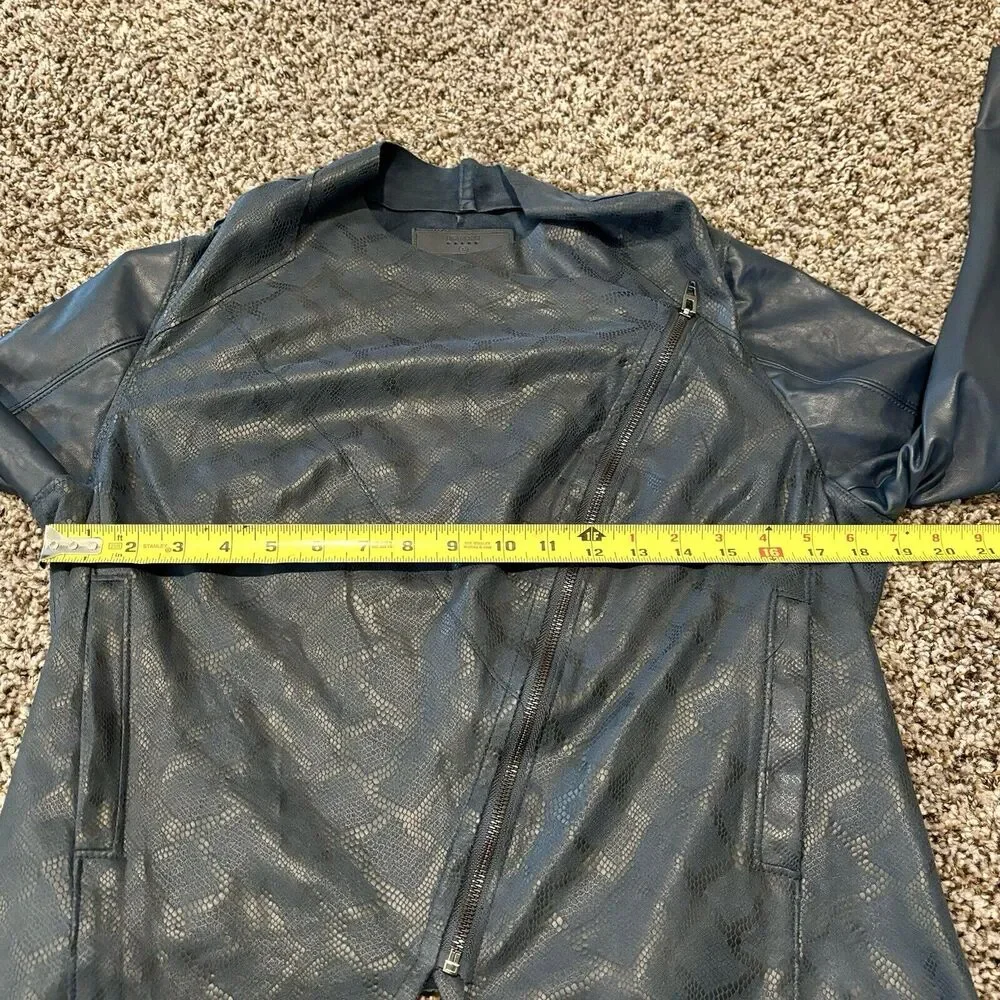 Blank NYC Jacket Large Dark Blue Faux Leather Zip Front Pockets - Picture 9 of 15